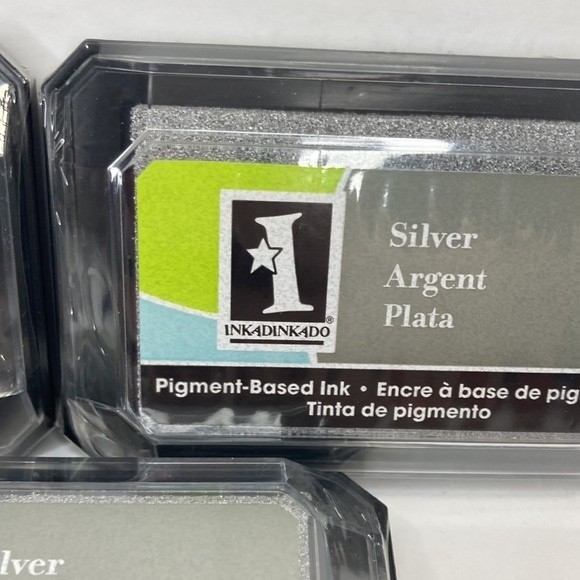 Inkadinkado Pigment Based Ink Stamp Pad Silver Set of 3 Crafts - Picture 2 of 13